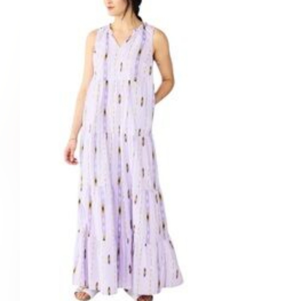 Sonoma Women's Lavender Sleeveless Tiered Maxi Dress with Gold Accents Size XXL